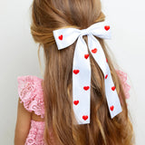 Sweet Hearts Red & White Bow Clip